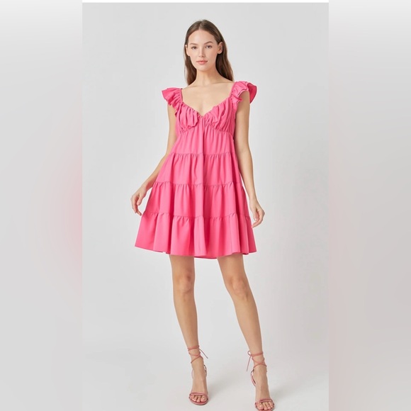 Blu Pepper Dresses & Skirts - 🌼H071 NWT Blu Pepper L pp17 unstretched Pink Ruffled Casual Dress